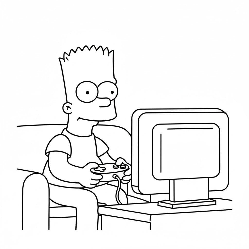 Ücretsiz Bart Simpson resim Boyama Sayfası