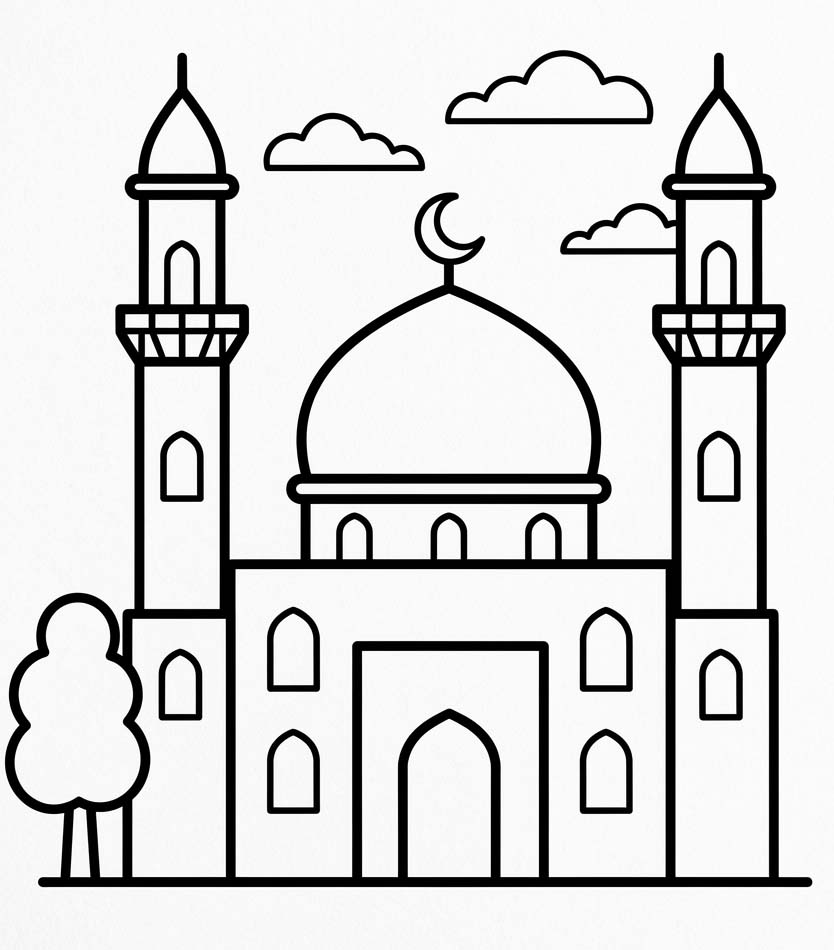 Ücretsiz Cami resim Boyama Sayfası