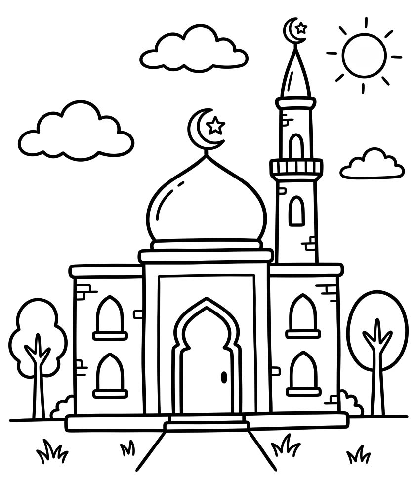 Ücretsiz Cami Boyama Sayfası
