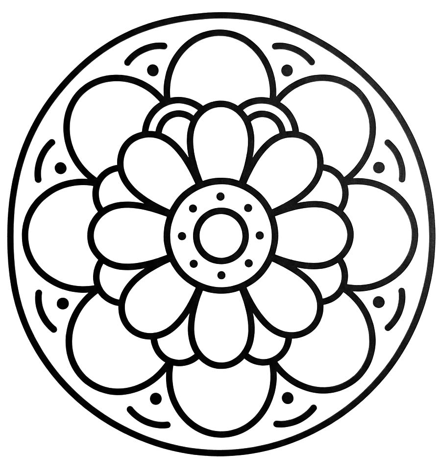 Ücretsiz Çiçek Mandala Çizim Boyama Sayfası
