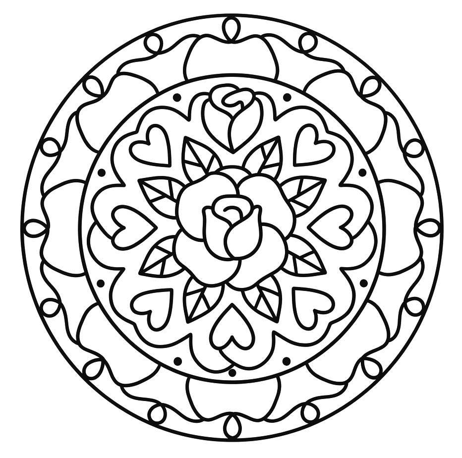 Ücretsiz Çiçek Mandala resim Boyama Sayfası