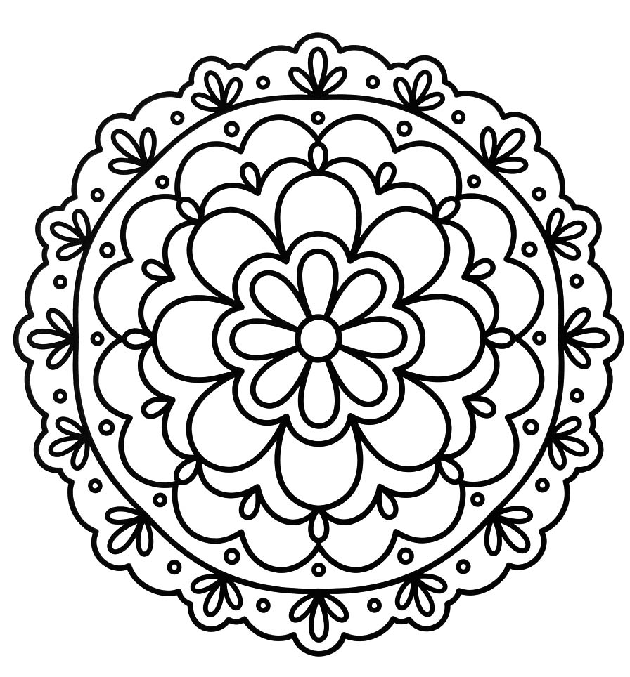 Ücretsiz Çiçek Mandala Boyama Sayfası