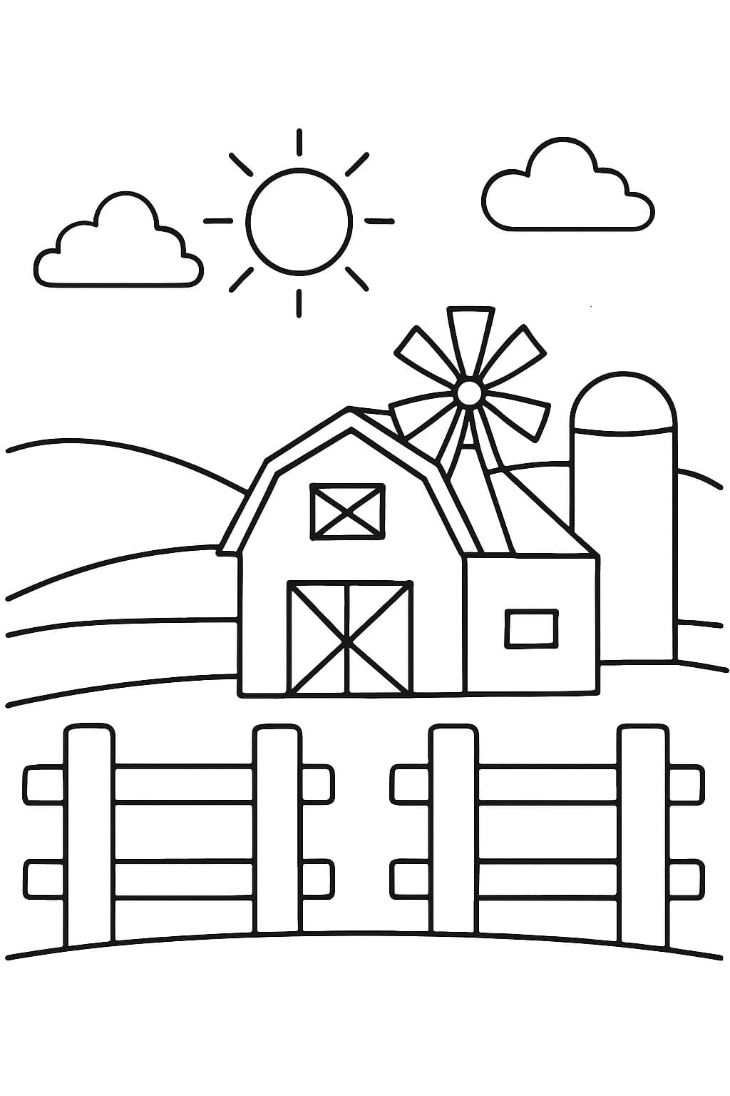 Ücretsiz Çiftlik Çizim Boyama Sayfası