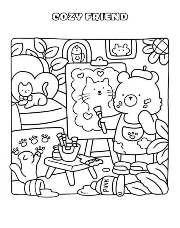 Cozy Friends Boyama Sayfaları