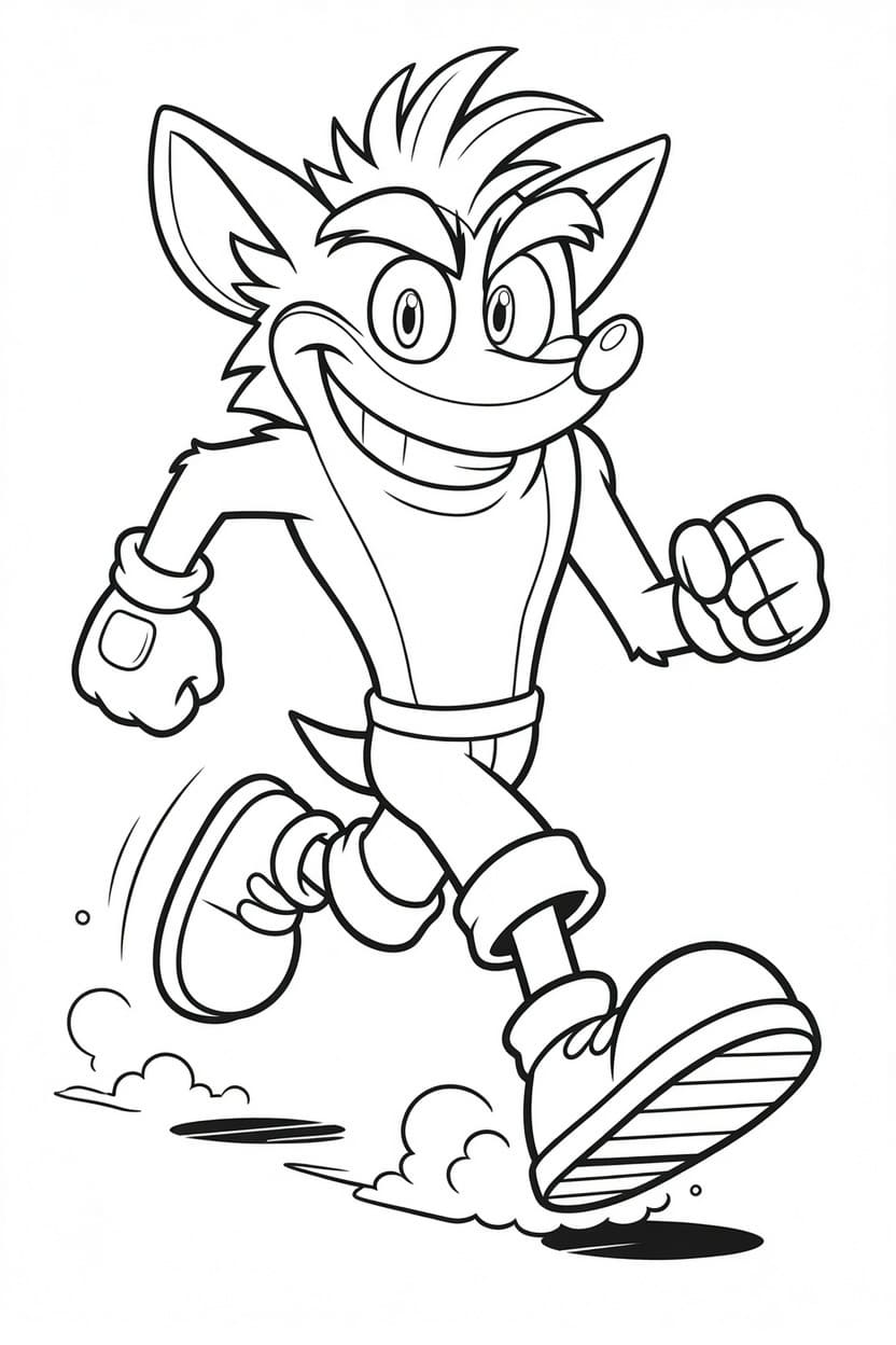 Ücretsiz Crash Bandicoot Çizim Boyama Sayfası