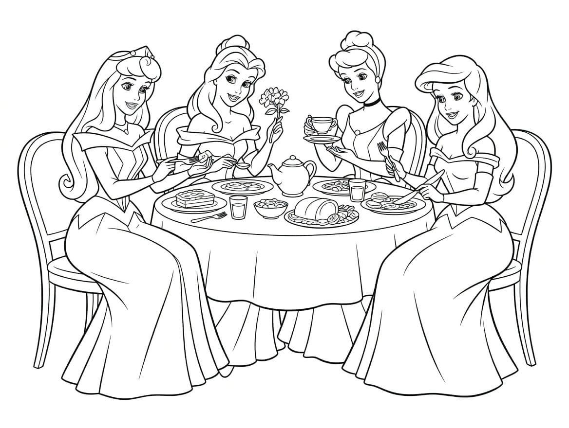 Ücretsiz Disney Prensesi Çizim Boyama Sayfası