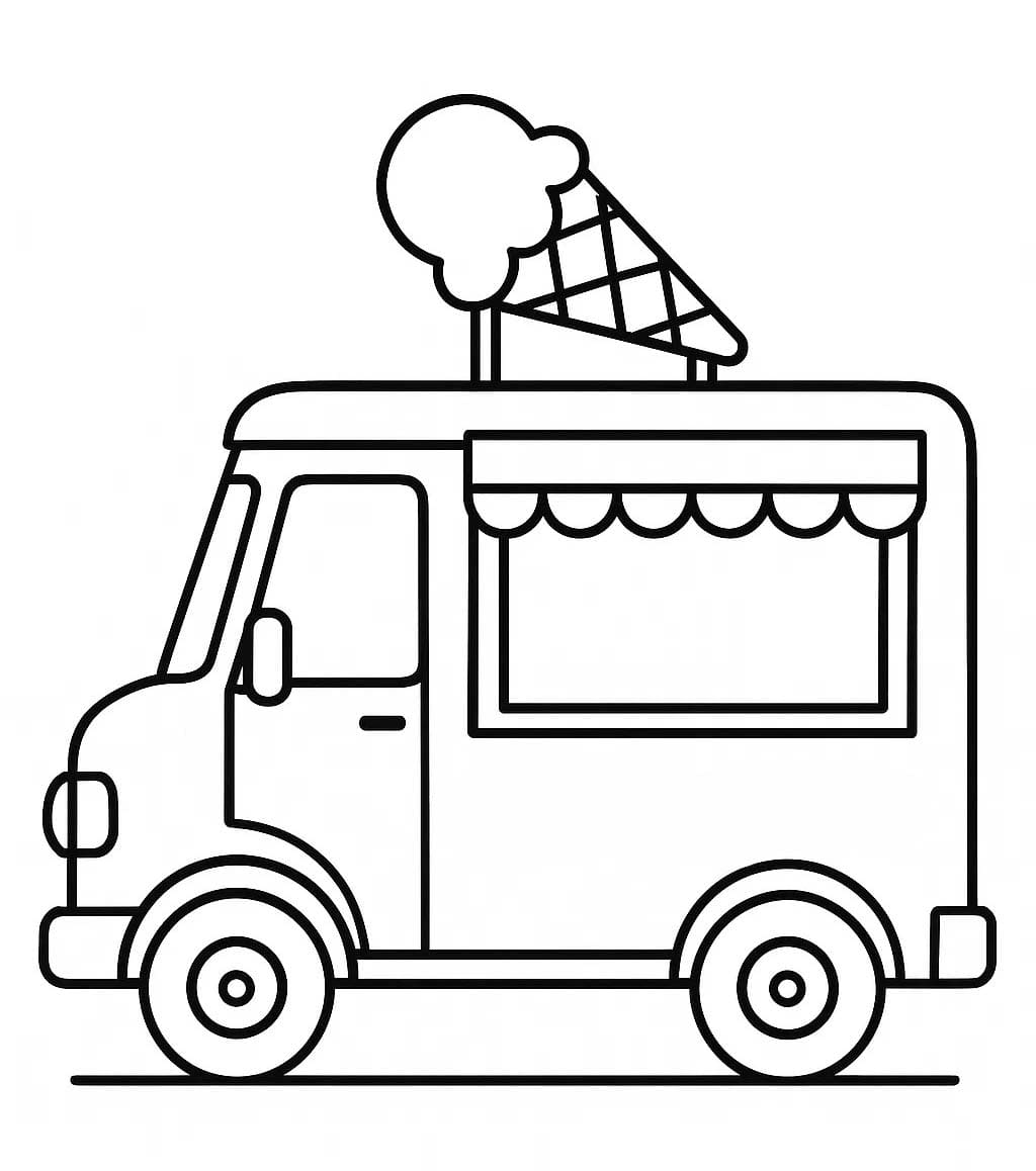 Ücretsiz Dondurma Kamyonu Boyama Sayfası