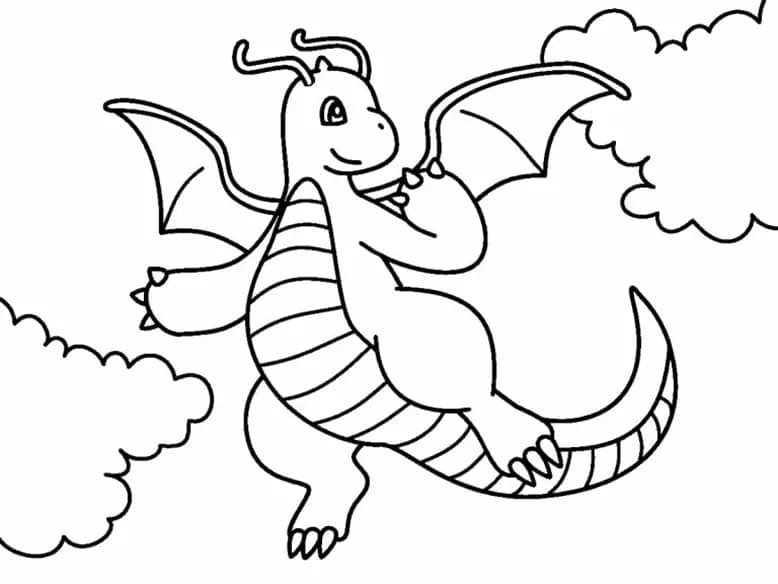 Ücretsiz Dragonite resim Boyama Sayfası