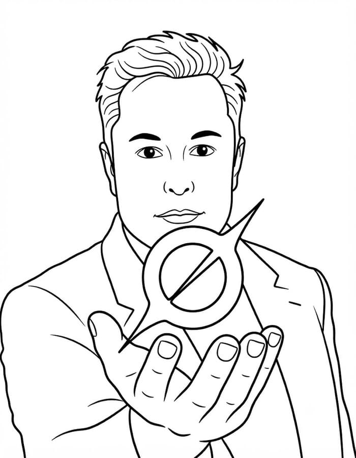 Ücretsiz Elon Musk Çizim Boyama Sayfası