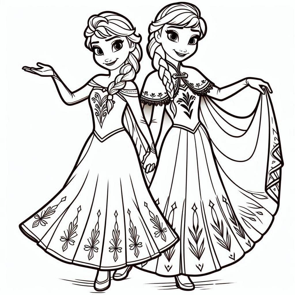 Ücretsiz Elsa Ve Anna Boyama Sayfası