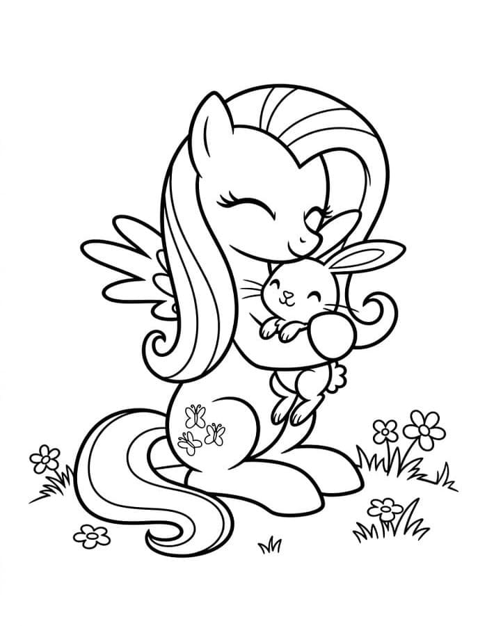 Ücretsiz Fluttershy Çizim Boyama Sayfası