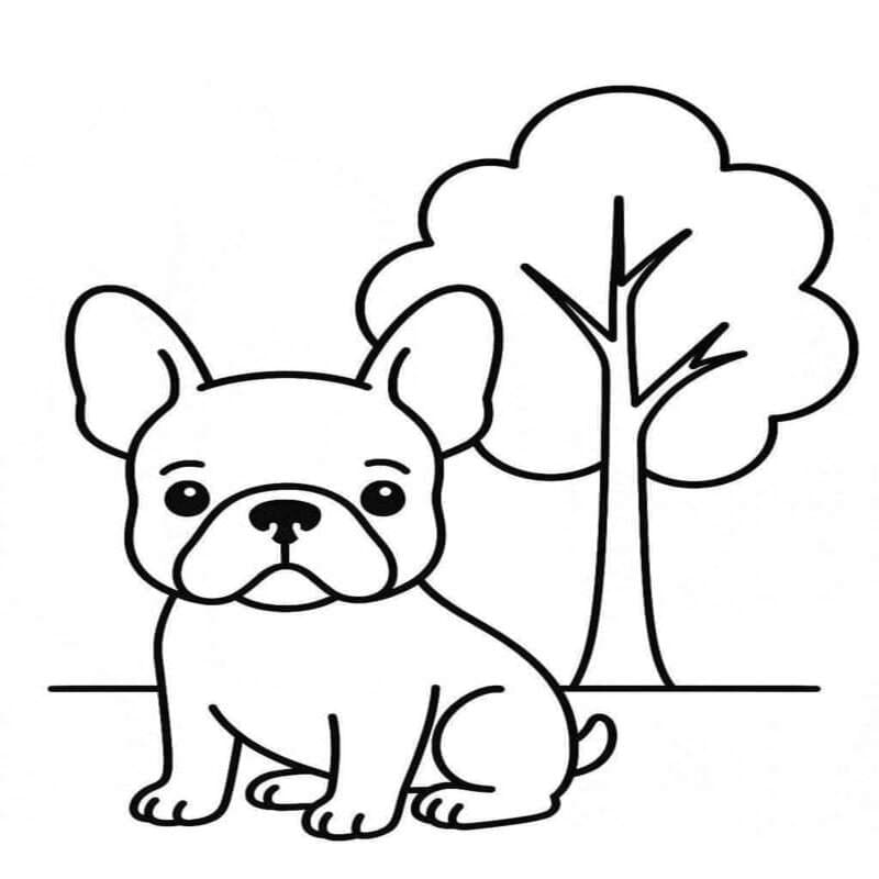 Ücretsiz Fransız Bulldog resim Boyama Sayfası