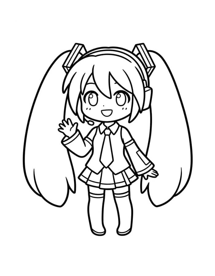 Ücretsiz Hatsune Miku Çizim Boyama Sayfası