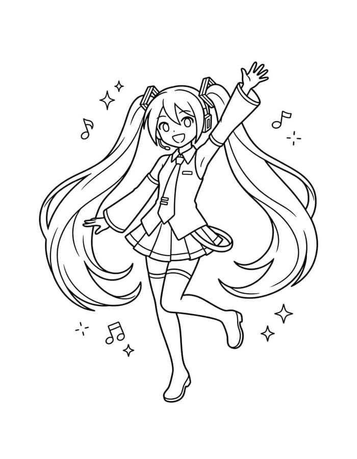 Ücretsiz Hatsune Miku Boyama Sayfası