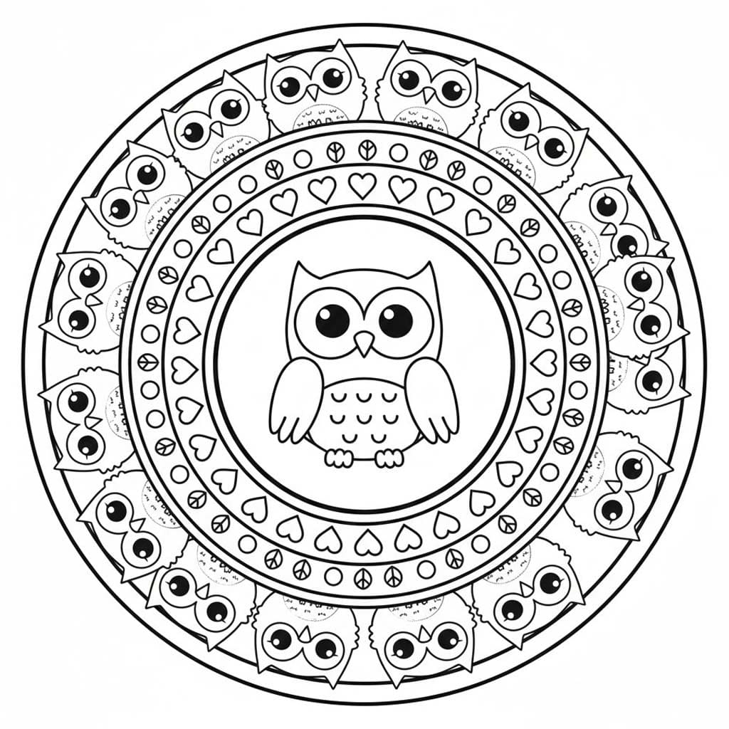 Ücretsiz Hayvan Mandala resim Boyama Sayfası
