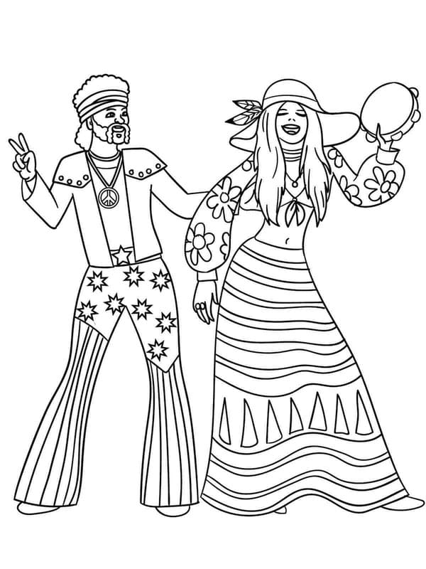 Ücretsiz Hippi Çizim Boyama Sayfası