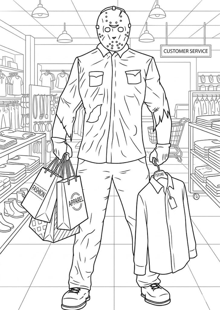 Ücretsiz Jason Voorhees Çizim Boyama Sayfası