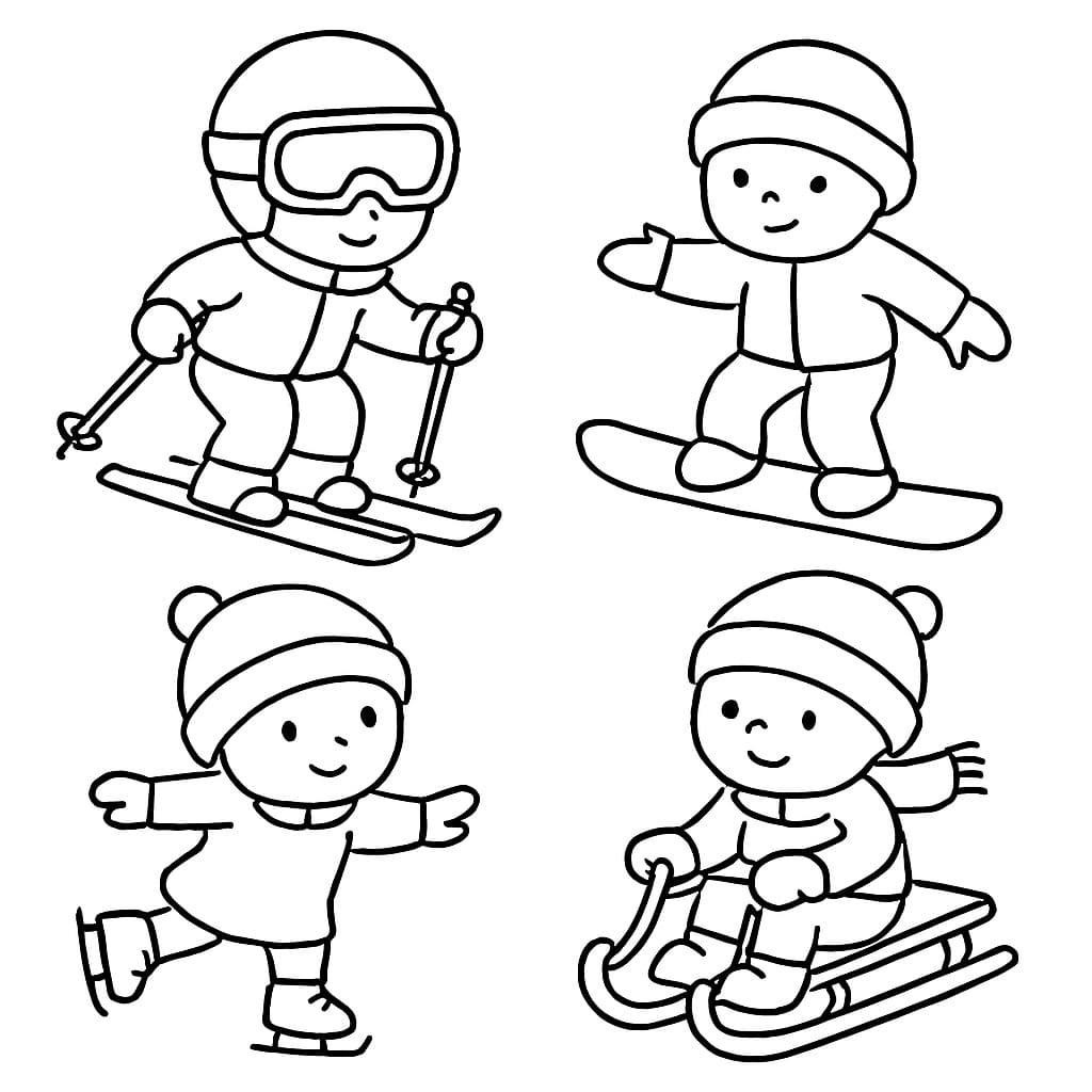 Ücretsiz Kış Sporları Boyama Sayfası