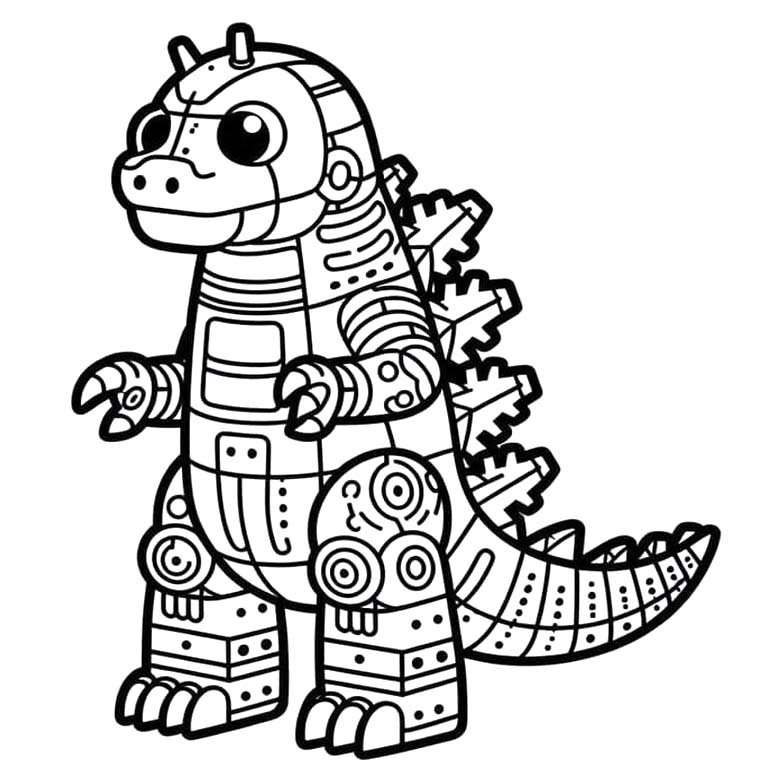 Ücretsiz Mechagodzilla Çizim Boyama Sayfası