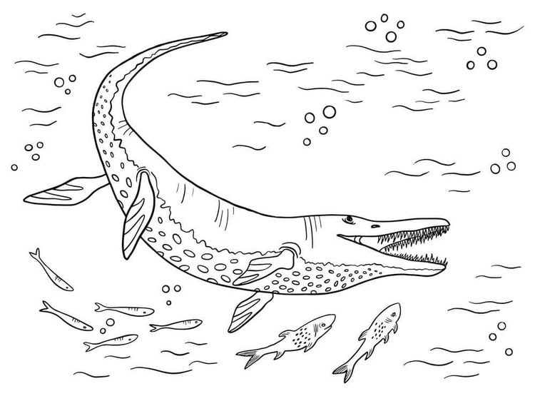 Ücretsiz Mosasaurus Çizim Boyama Sayfası