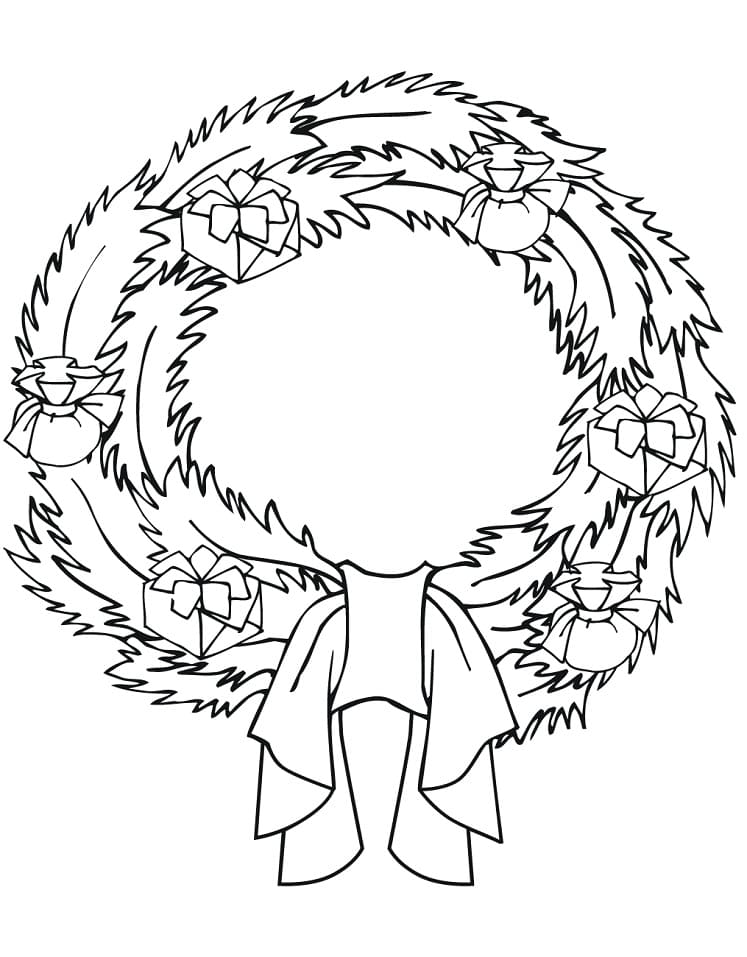 Ücretsiz Noel Çelengi Çiz Boyama Sayfası