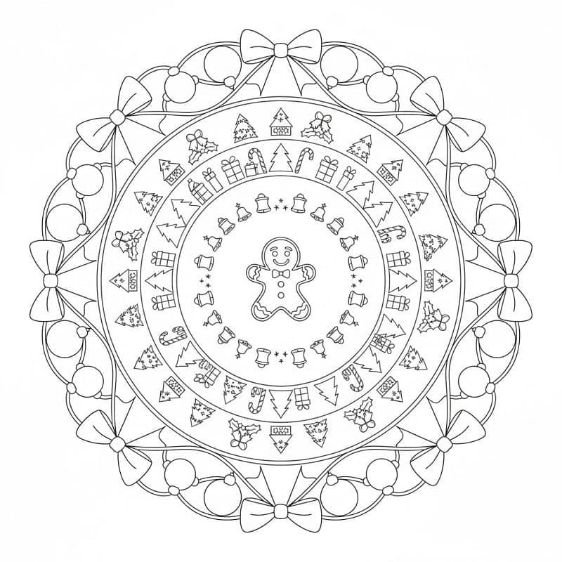 Ücretsiz Noel Mandalası Boyama Sayfası