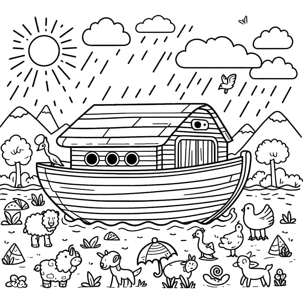 Ücretsiz Nuh'un Gemisi Boyama Sayfası