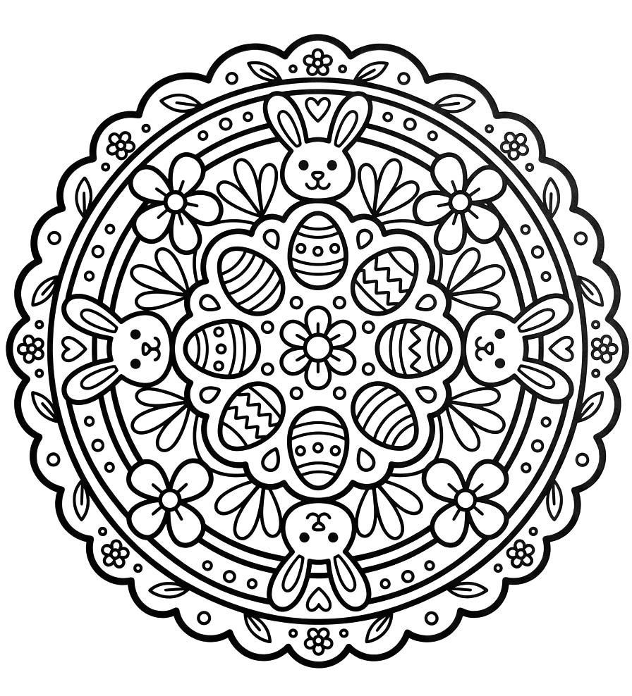 Ücretsiz Paskalya Mandala resim Boyama Sayfası