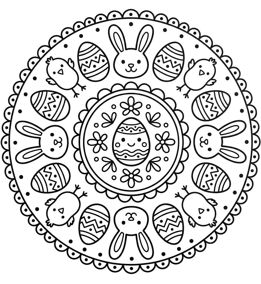 Ücretsiz Paskalya Mandala Boyama Sayfası