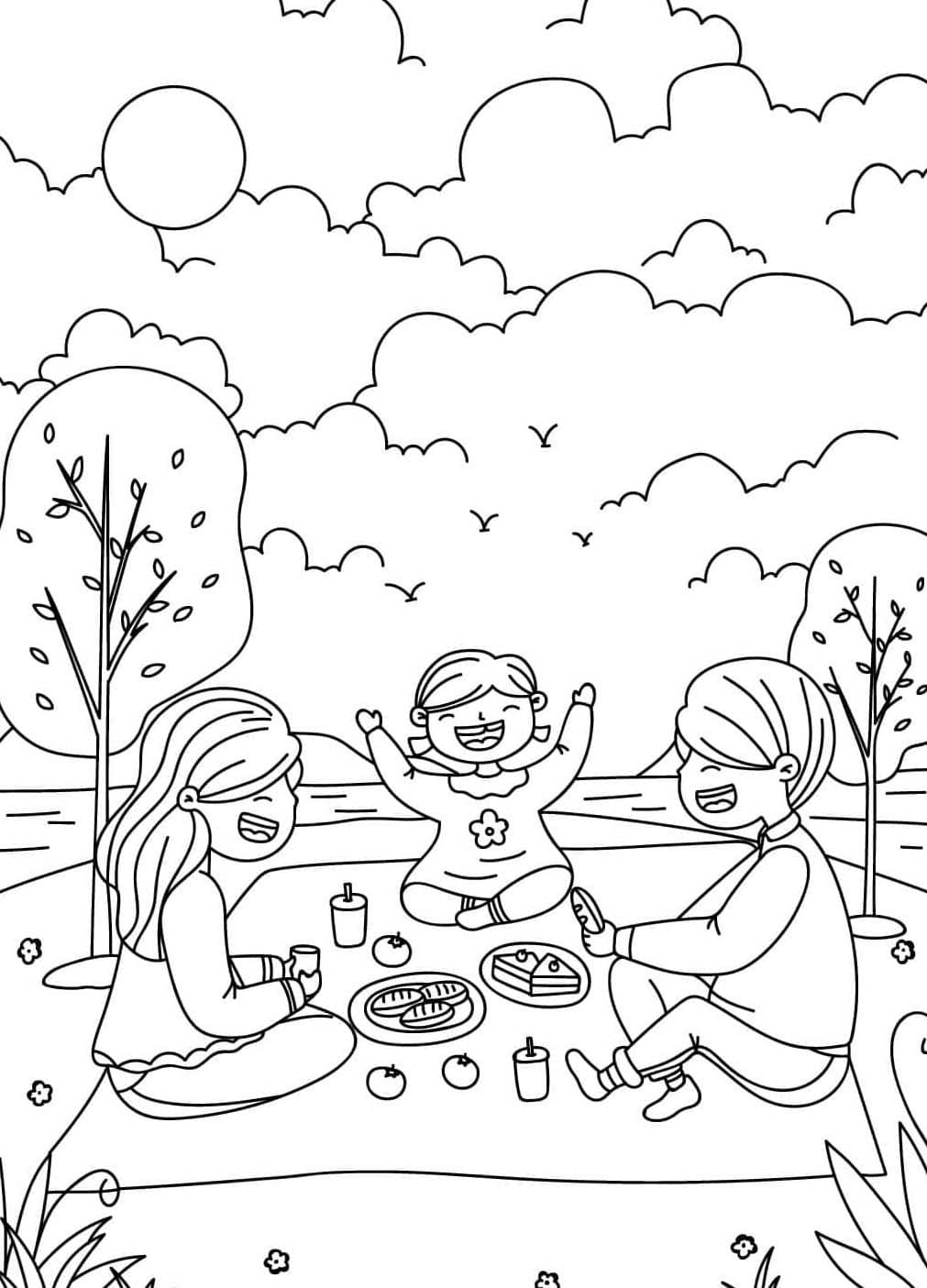 Ücretsiz Piknik Çizim Boyama Sayfası