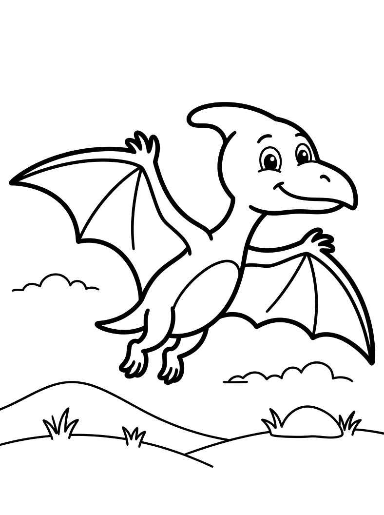 Ücretsiz Pterodaktil resim Boyama Sayfası