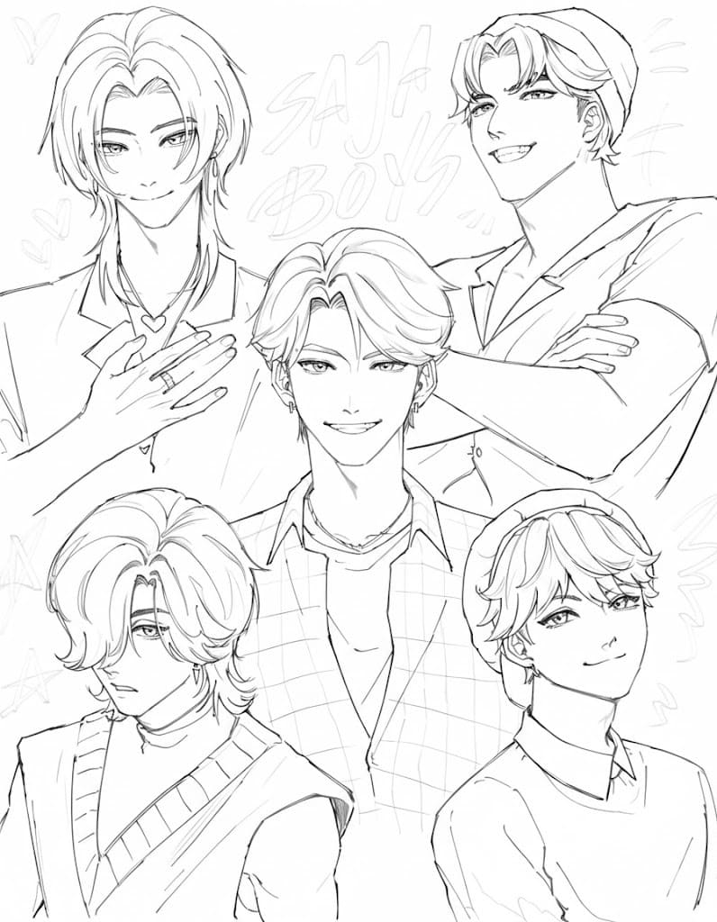 Ücretsiz Saja Boys Görüntü Boyama Sayfası