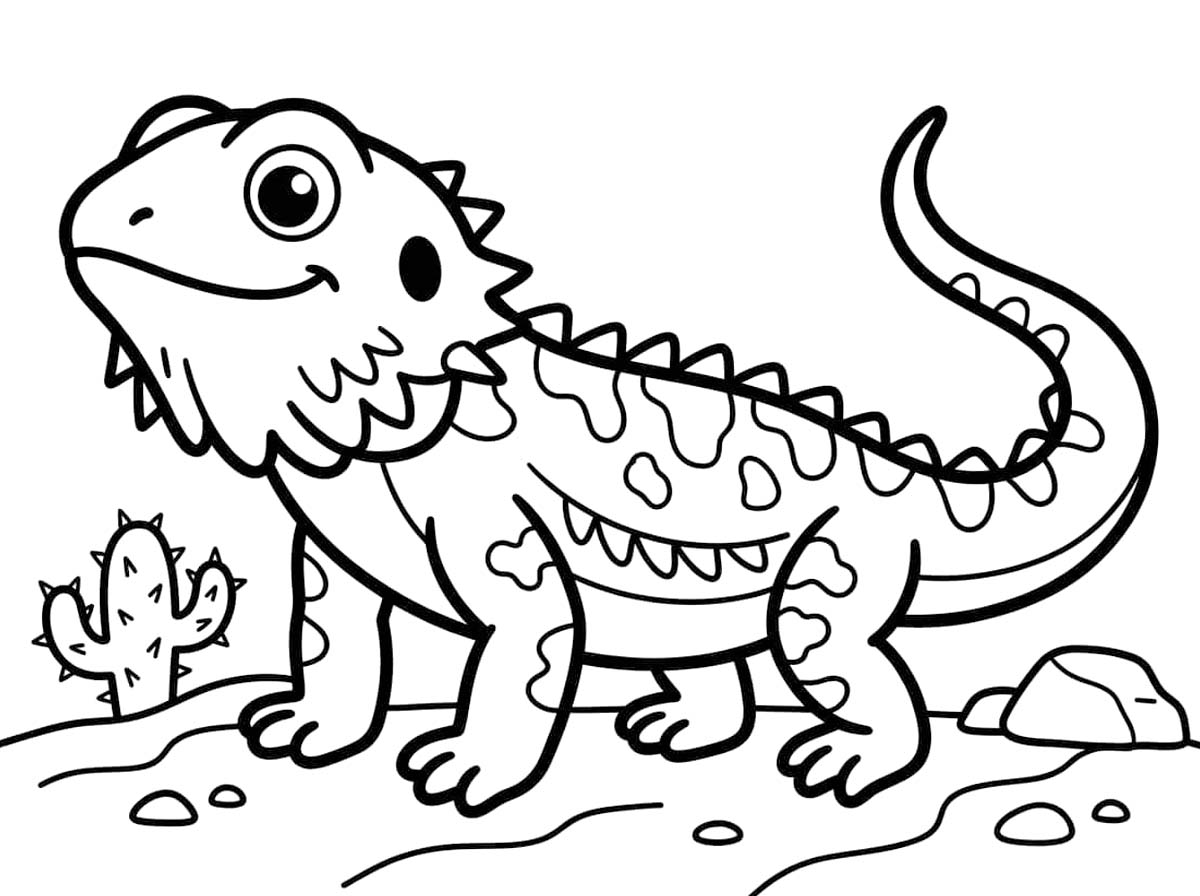 Ücretsiz Sakallı Ejderha Çizim Boyama Sayfası