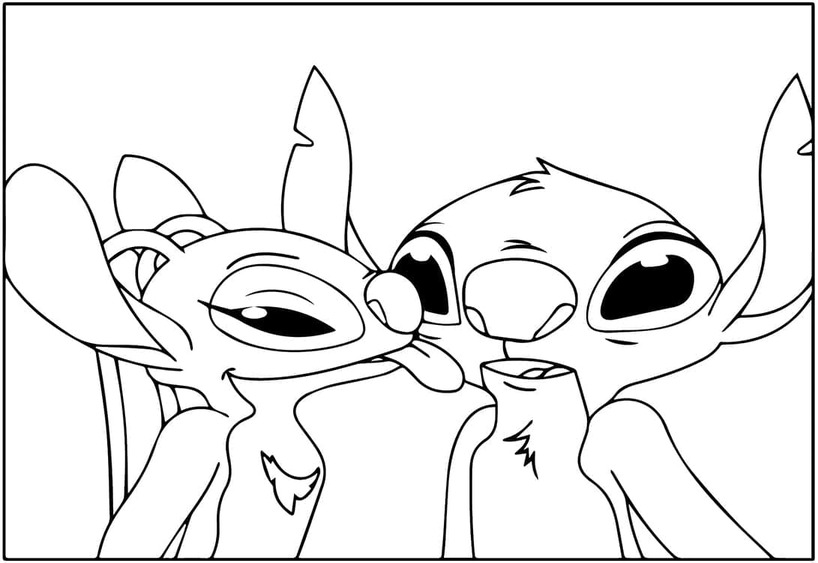 Ücretsiz Stitch ve Angel Boyama Sayfası