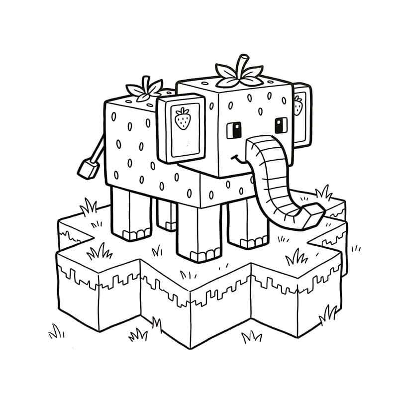 Ücretsiz Strawberry Elephant resim Boyama Sayfası