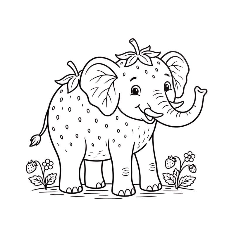 Ücretsiz Strawberry Elephant Boyama Sayfası