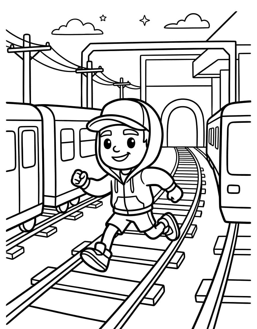 Ücretsiz Subway Surfers Çizim Boyama Sayfası
