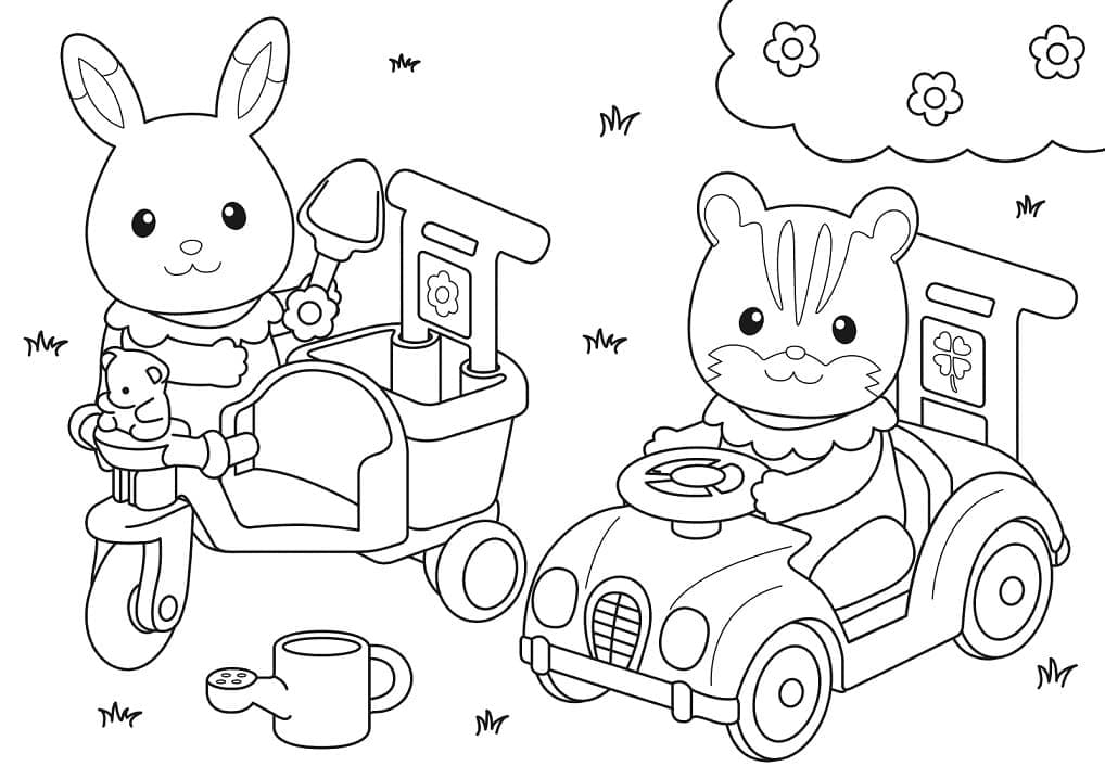 Ücretsiz Sylvanian Families resim Boyama Sayfası