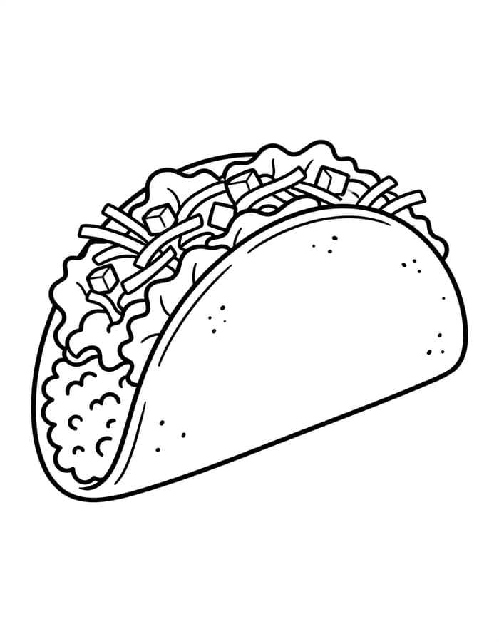 Ücretsiz Taco Çizim Boyama Sayfası
