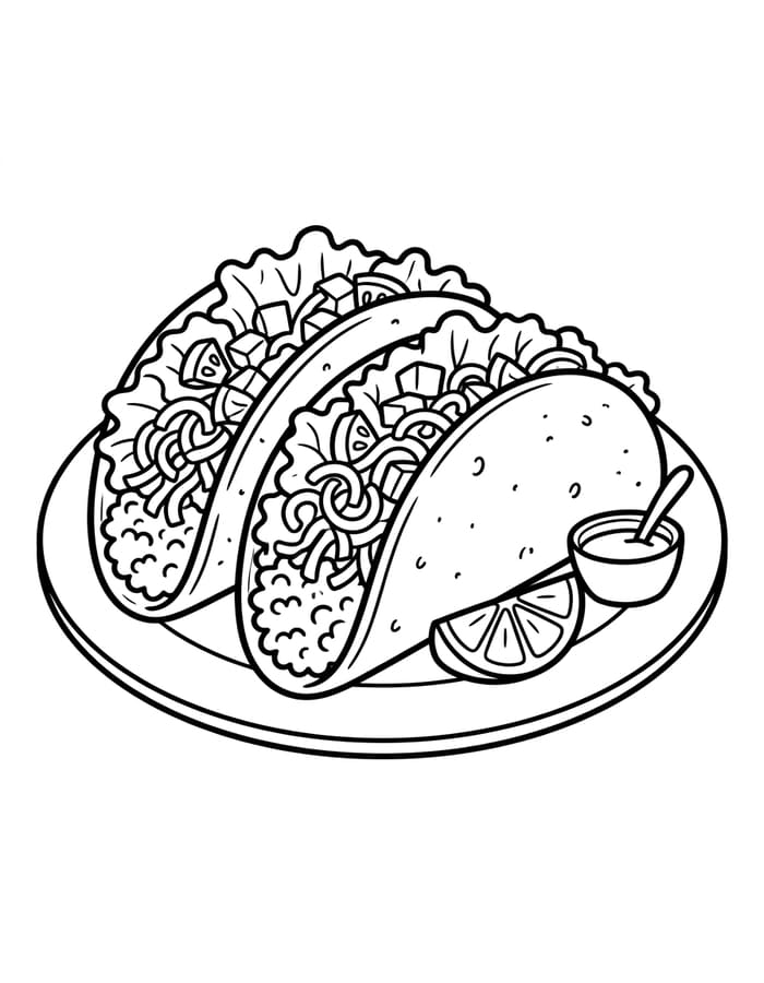 Ücretsiz Taco resim Boyama Sayfası