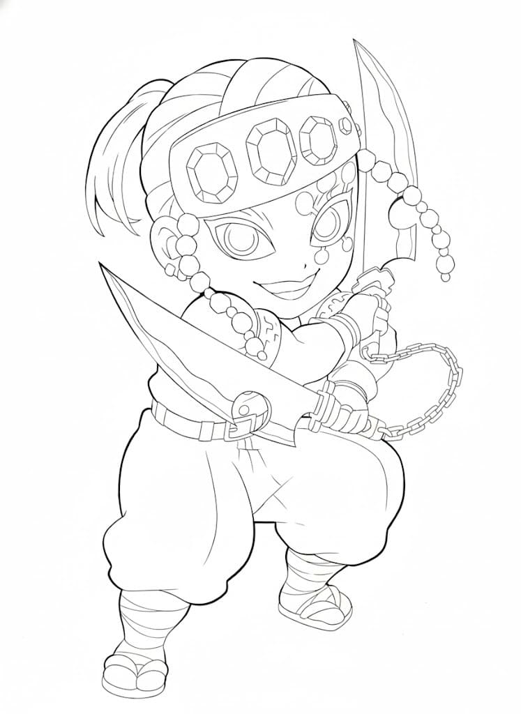 Ücretsiz Tengen Uzui Çizim Boyama Sayfası