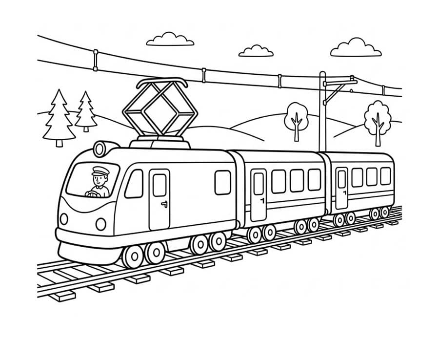 Ücretsiz Tramvay Çizim Boyama Sayfası
