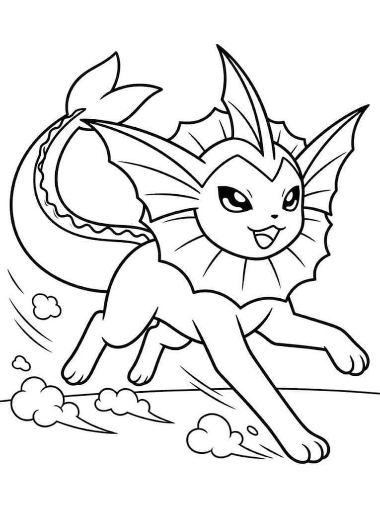 Ücretsiz Vaporeon Çizim Boyama Sayfası