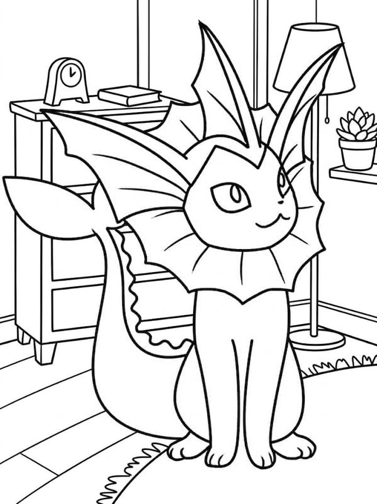 Ücretsiz Vaporeon resim Boyama Sayfası
