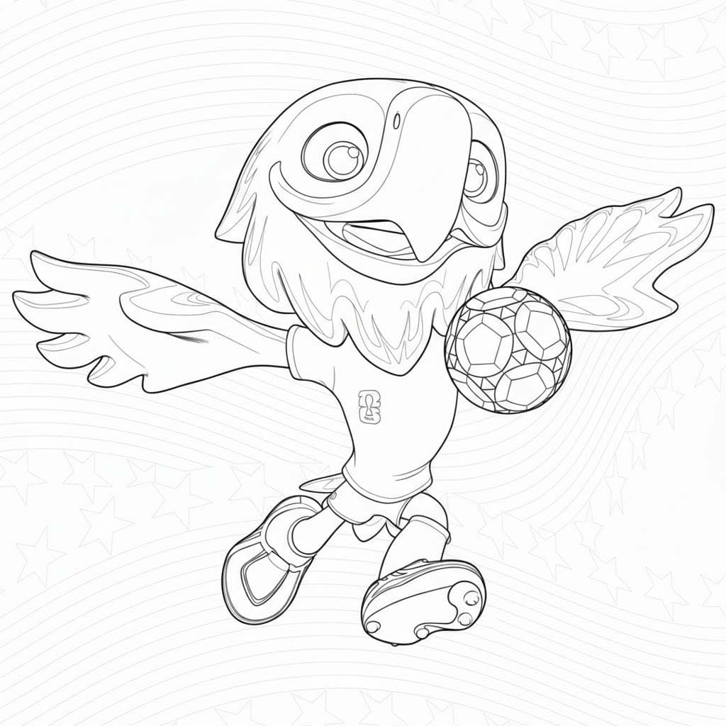 Ücretsiz Yazdırılabilir 2026 Dünya Kupası Çizim Boyama Sayfası