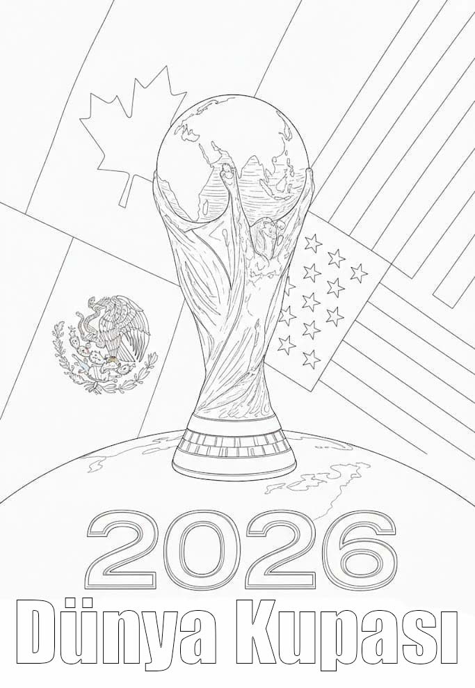 Ücretsiz Yazdırılabilir 2026 Dünya Kupası Görüntü Boyama Sayfası