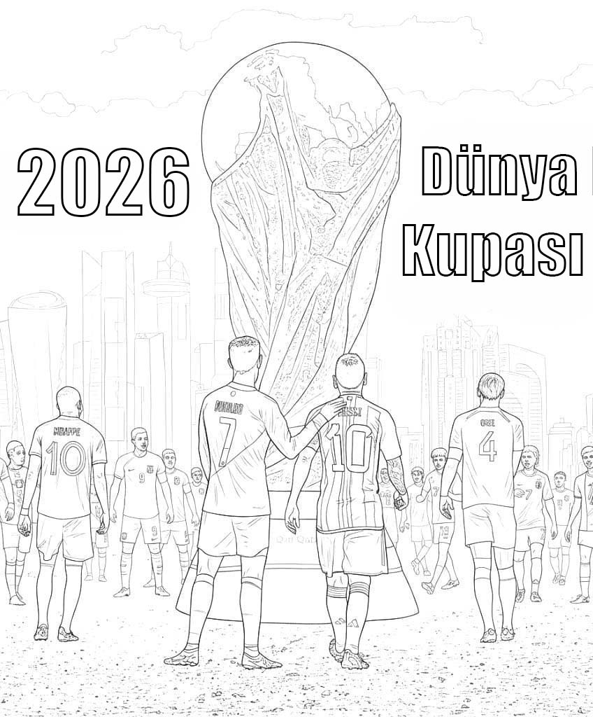 Ücretsiz Yazdırılabilir 2026 Dünya Kupası resim Boyama Sayfası