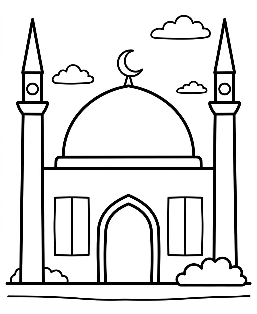Ücretsiz Yazdırılabilir Cami Boyama Sayfası