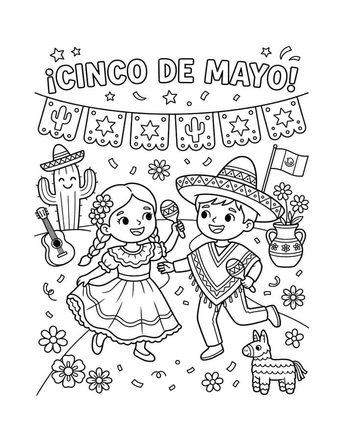 Ücretsiz Yazdırılabilir Cinco de Mayo Boyama Sayfası