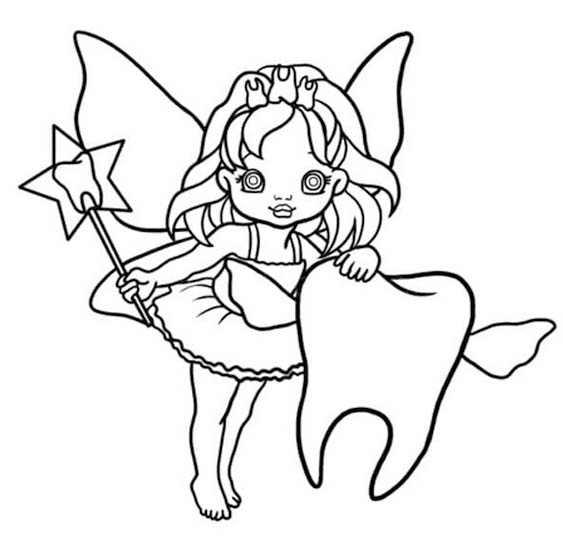 Ücretsiz Yazdırılabilir Diş Perisi resim Boyama Sayfası